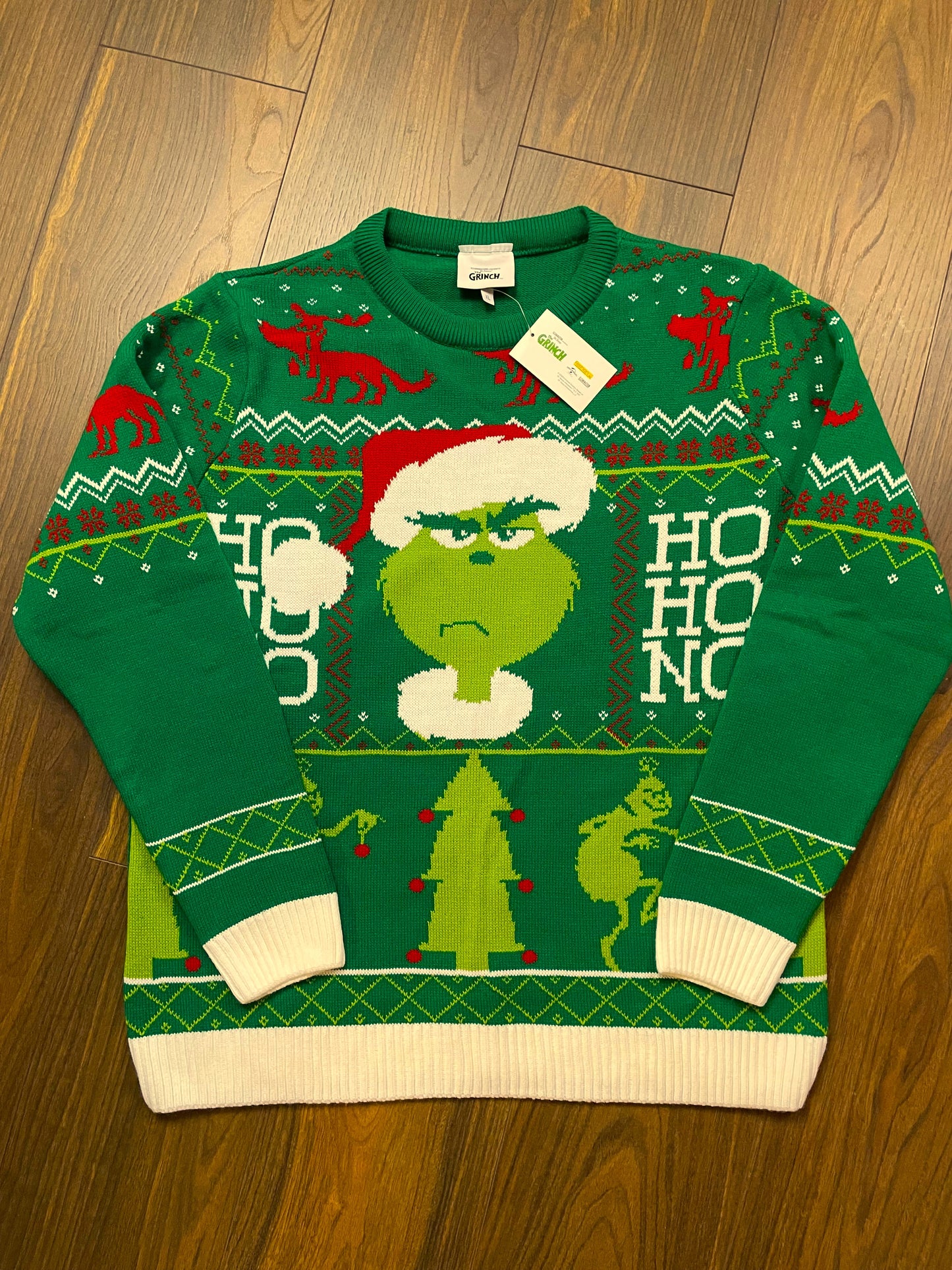 Stock, Χριστουγεννιάτικη, Πλεκτή Μπλούζα/Πουλόβερ GRINCH σε Πράσινο Χρώμα (L/XL)
