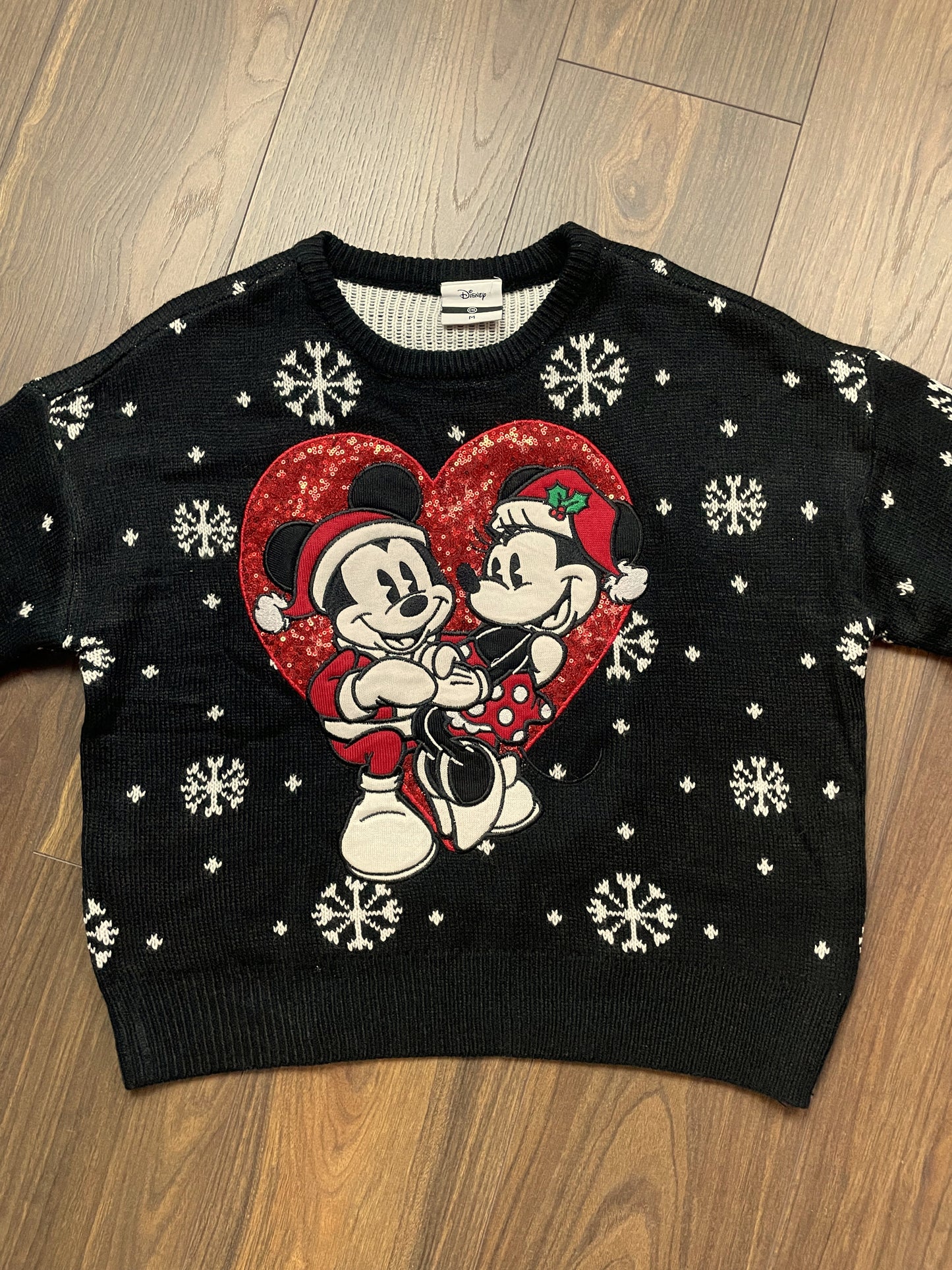 Χριστουγεννιάτικη, Γυναικεία Πλεκτή Μπλούζα/Πουλόβερ MICKEY MOUSE DISNEY σε Μαύρο Χρώμα (Άνετο M - Καλύπτει και L)