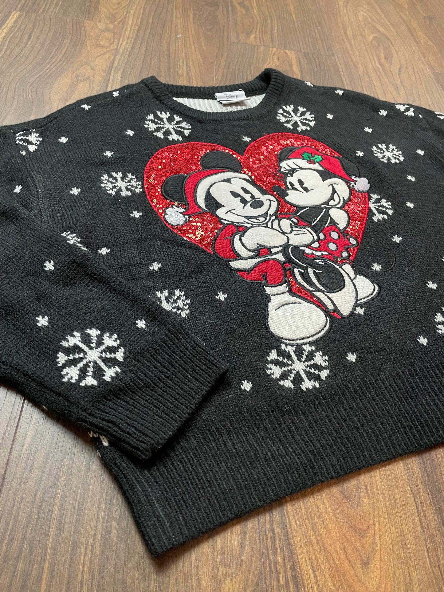 Χριστουγεννιάτικη, Γυναικεία Πλεκτή Μπλούζα/Πουλόβερ MICKEY MOUSE DISNEY σε Μαύρο Χρώμα (Άνετο M - Καλύπτει και L)