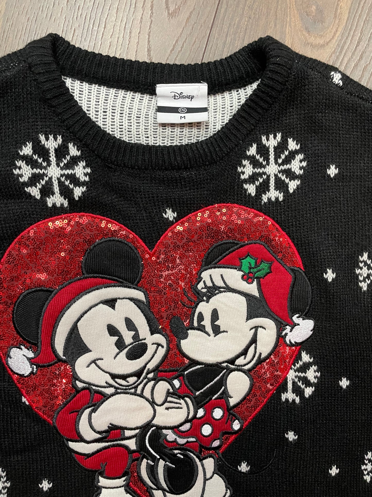 Χριστουγεννιάτικη, Γυναικεία Πλεκτή Μπλούζα/Πουλόβερ MICKEY MOUSE DISNEY σε Μαύρο Χρώμα (Άνετο M - Καλύπτει και L)