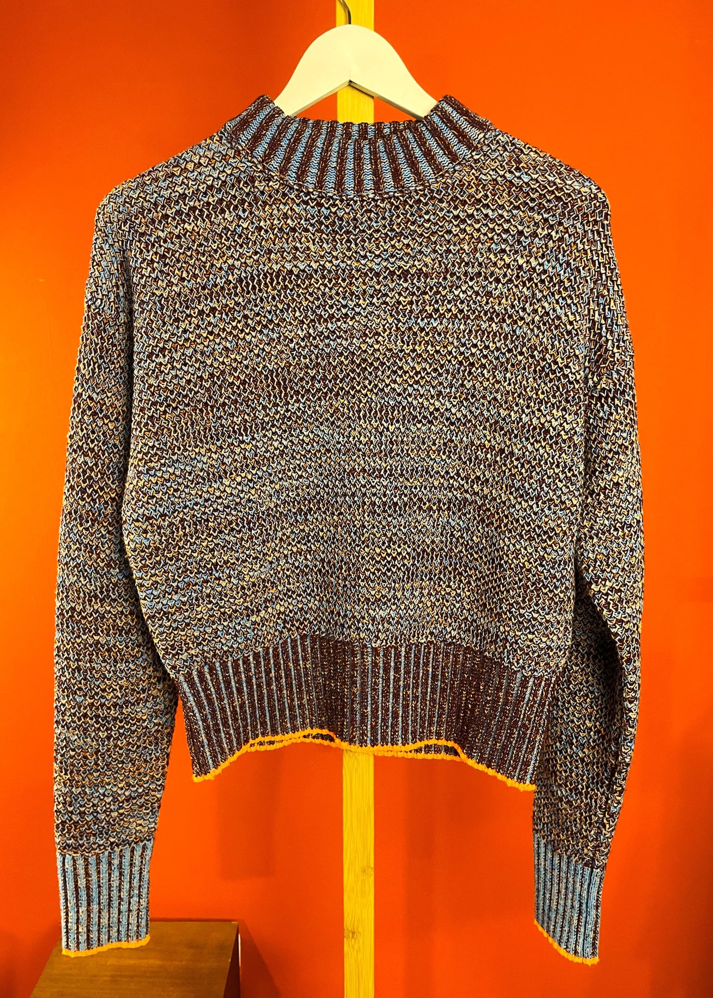 Γυναικεία Πλεκτή Μπλούζα/ Πουλόβερ από Μαλλί και Βαμβάκι σε Ζεστά χρώματα