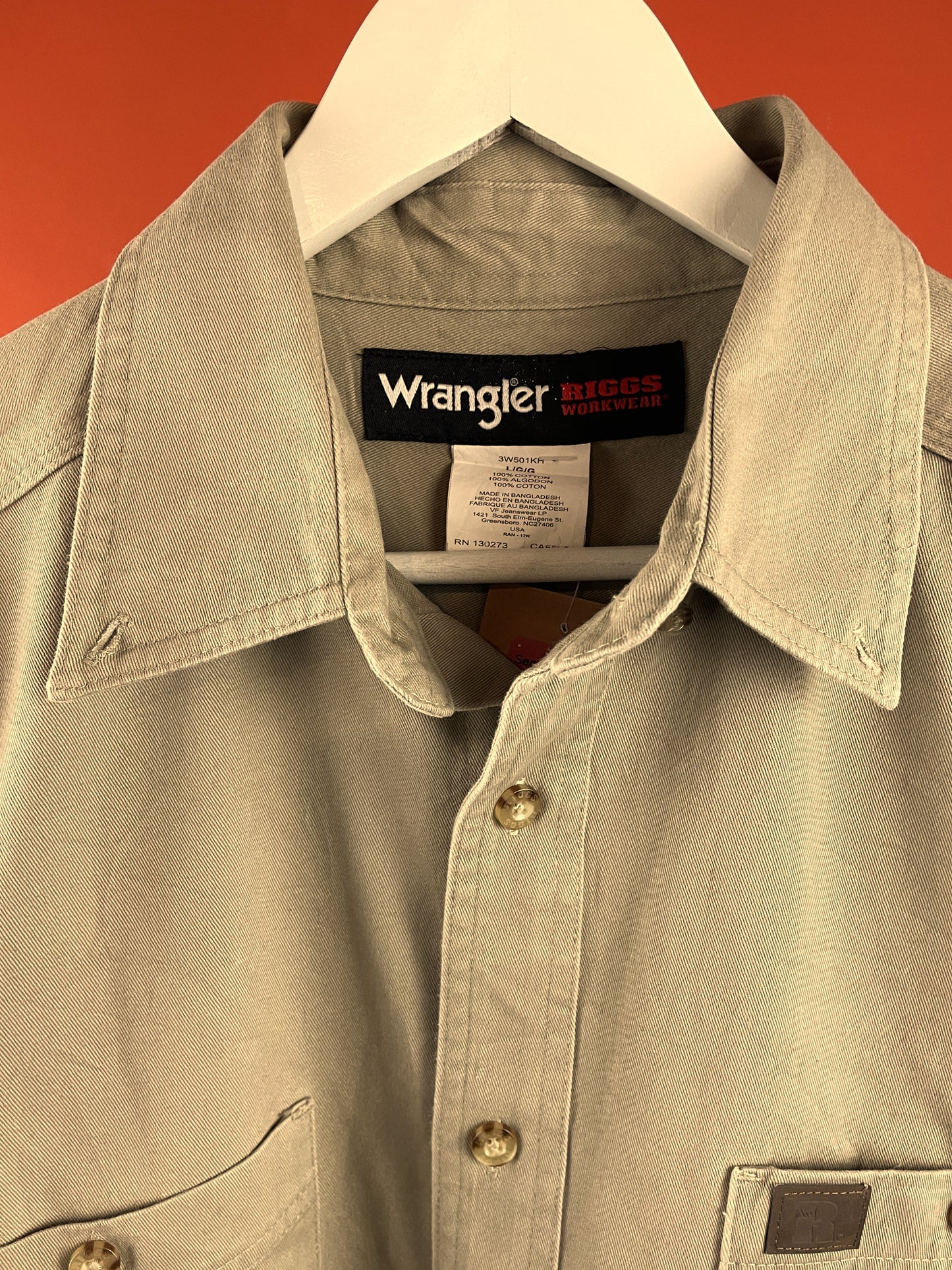 Ανδρικό Πουκάμισο WRANGLER Riggs Workwear σε Καφέ της Μόκας (Medium)