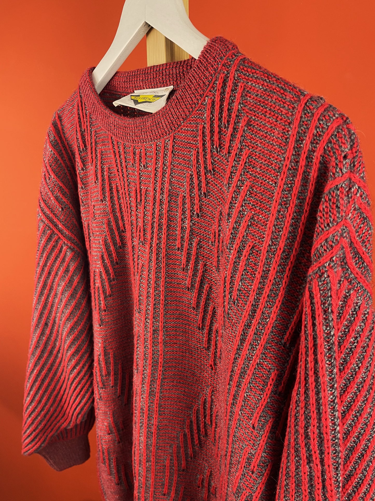 Unisex, Vintage Πλεκτή Μπλούζα / Πουλόβερ JOEY FRESCO σε Κεραμιδί χρώμα (Γυναίκα : XL / Ανδρικό L)