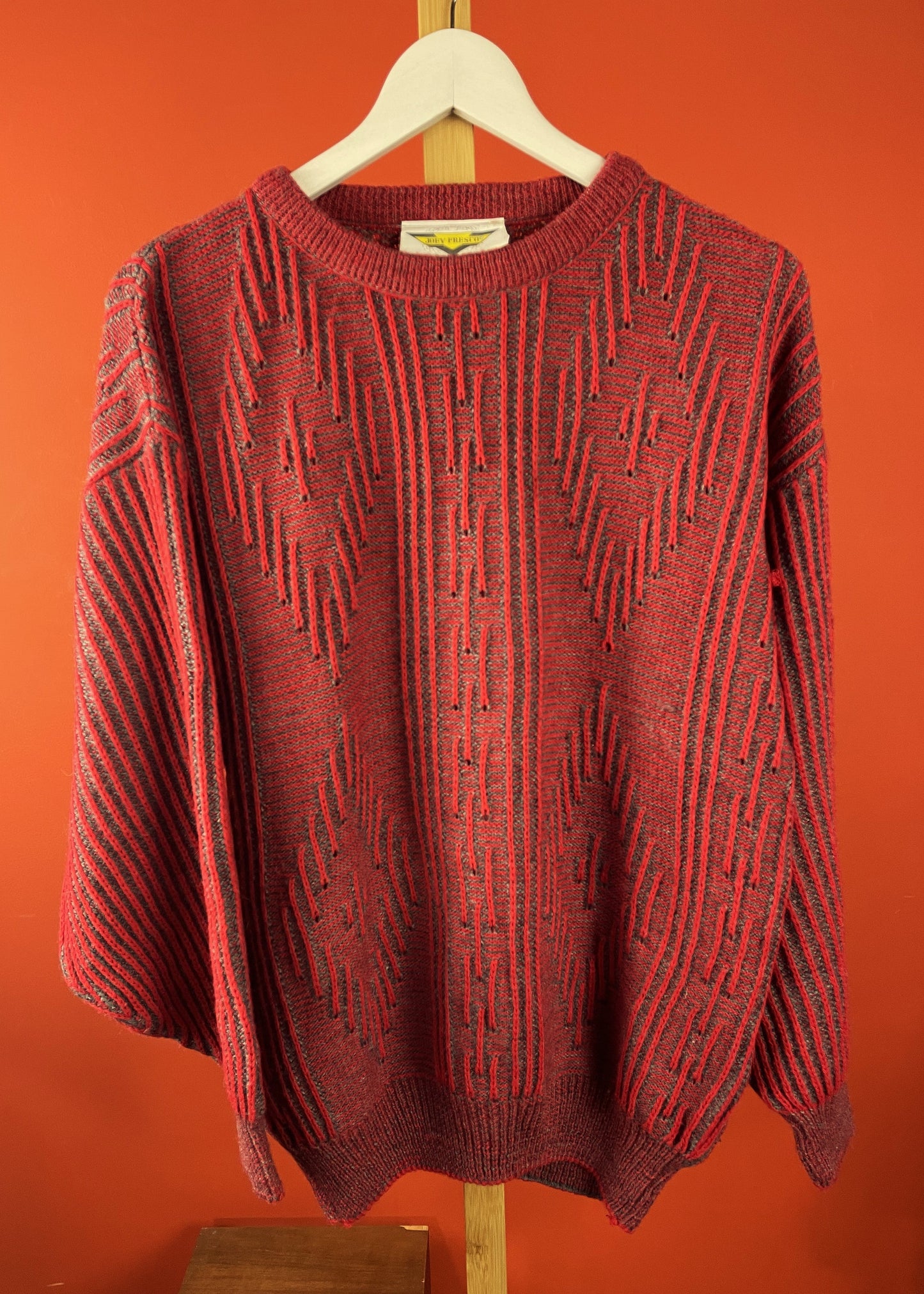 Unisex, Vintage Πλεκτή Μπλούζα / Πουλόβερ JOEY FRESCO σε Κεραμιδί χρώμα (Γυναίκα : XL / Ανδρικό L)