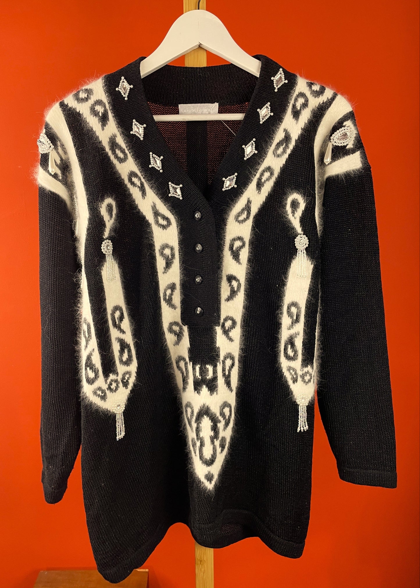 Vintage, Γυναικεία Πλεκτή Μπλούζα/ Πουλόβερ EXCLUSIVE FASHION σε Μαύρο χρώμα (Large)