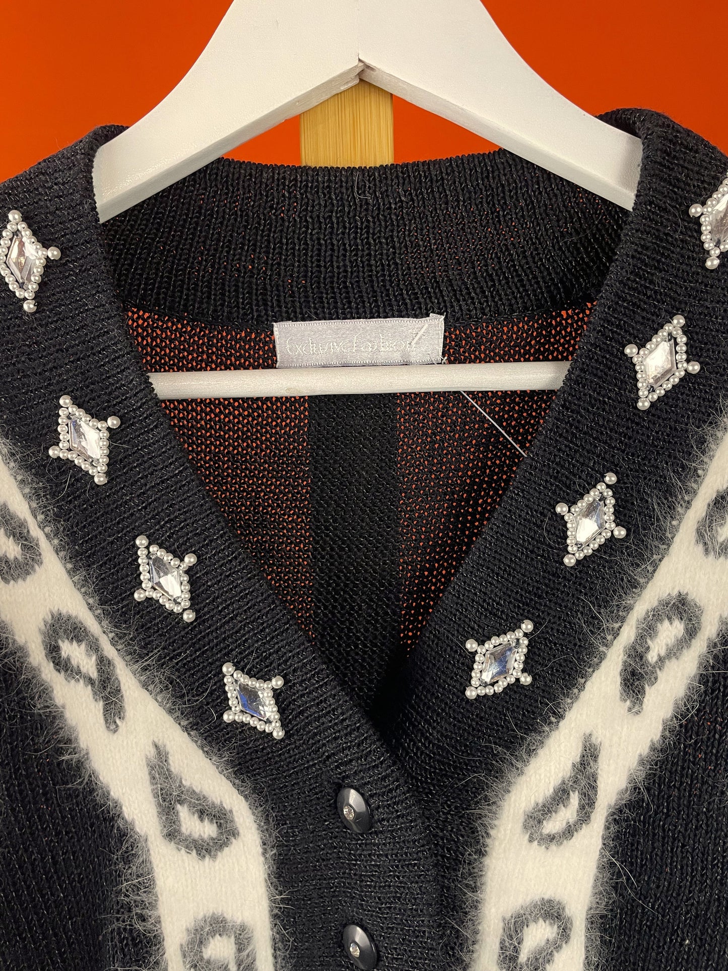 Vintage, Γυναικεία Πλεκτή Μπλούζα/ Πουλόβερ EXCLUSIVE FASHION σε Μαύρο χρώμα (Large)