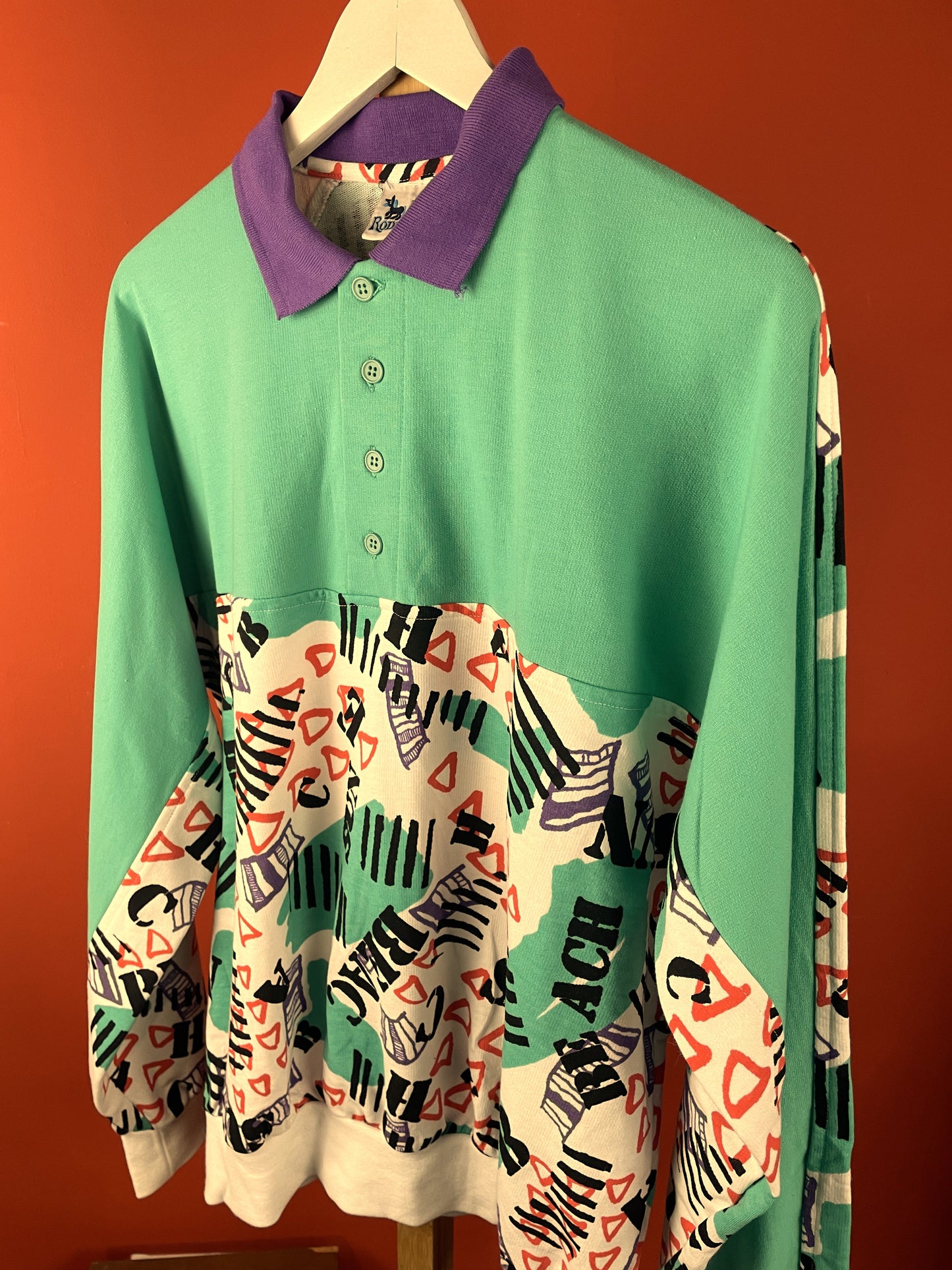 Vintage, Oversized, 80's Φούτερ Μπλούζα RODEO σε Βεραμάν χρώμα (Καλύπτει άνετα έως και Γυναικείο 2XL και Ανδρικό XL)