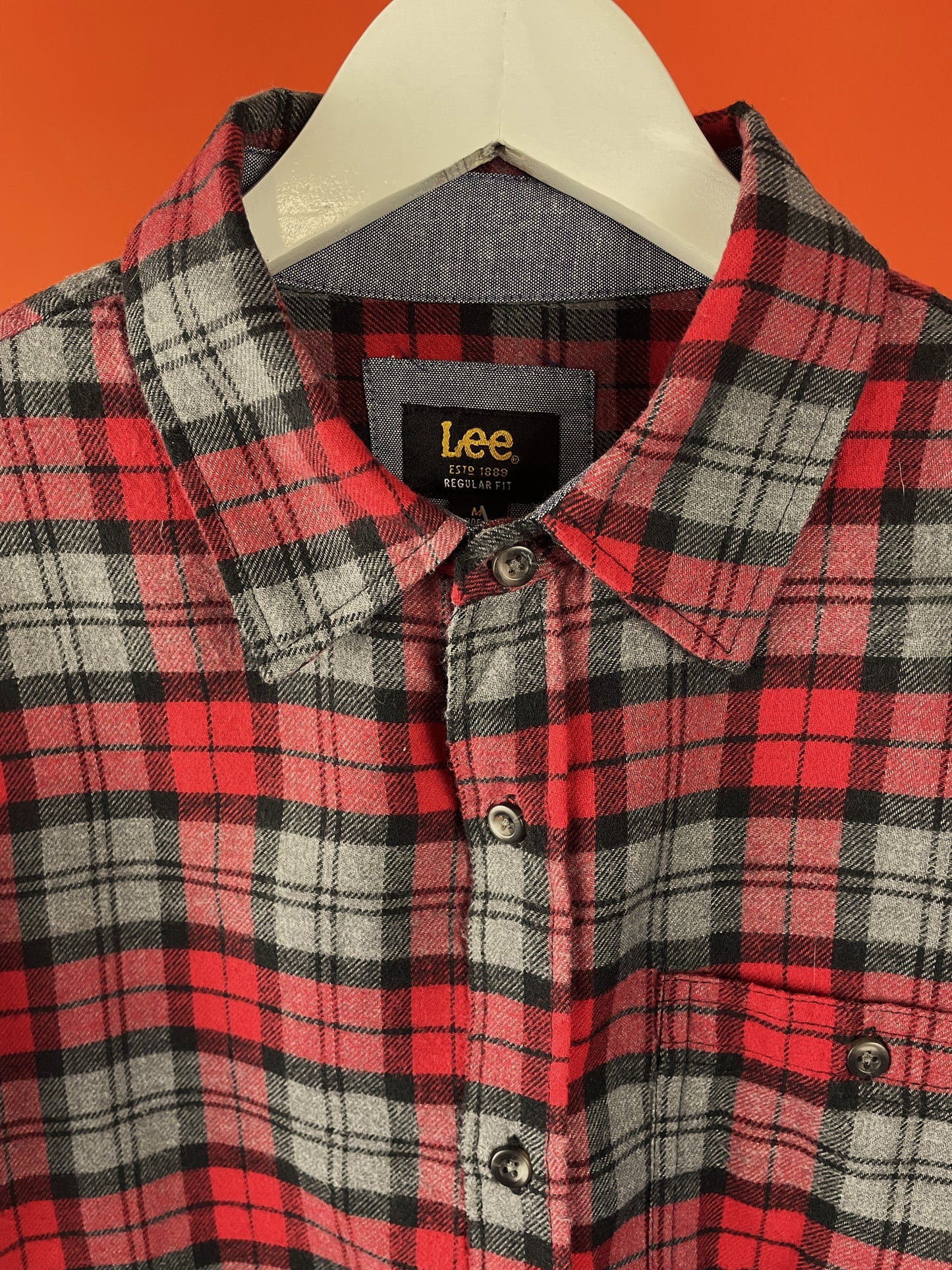 Καρό Ανδρικό Πουκάμισο LEE Regular Fit σε Κόκκινο - Γκρι χρώμα (Medium)