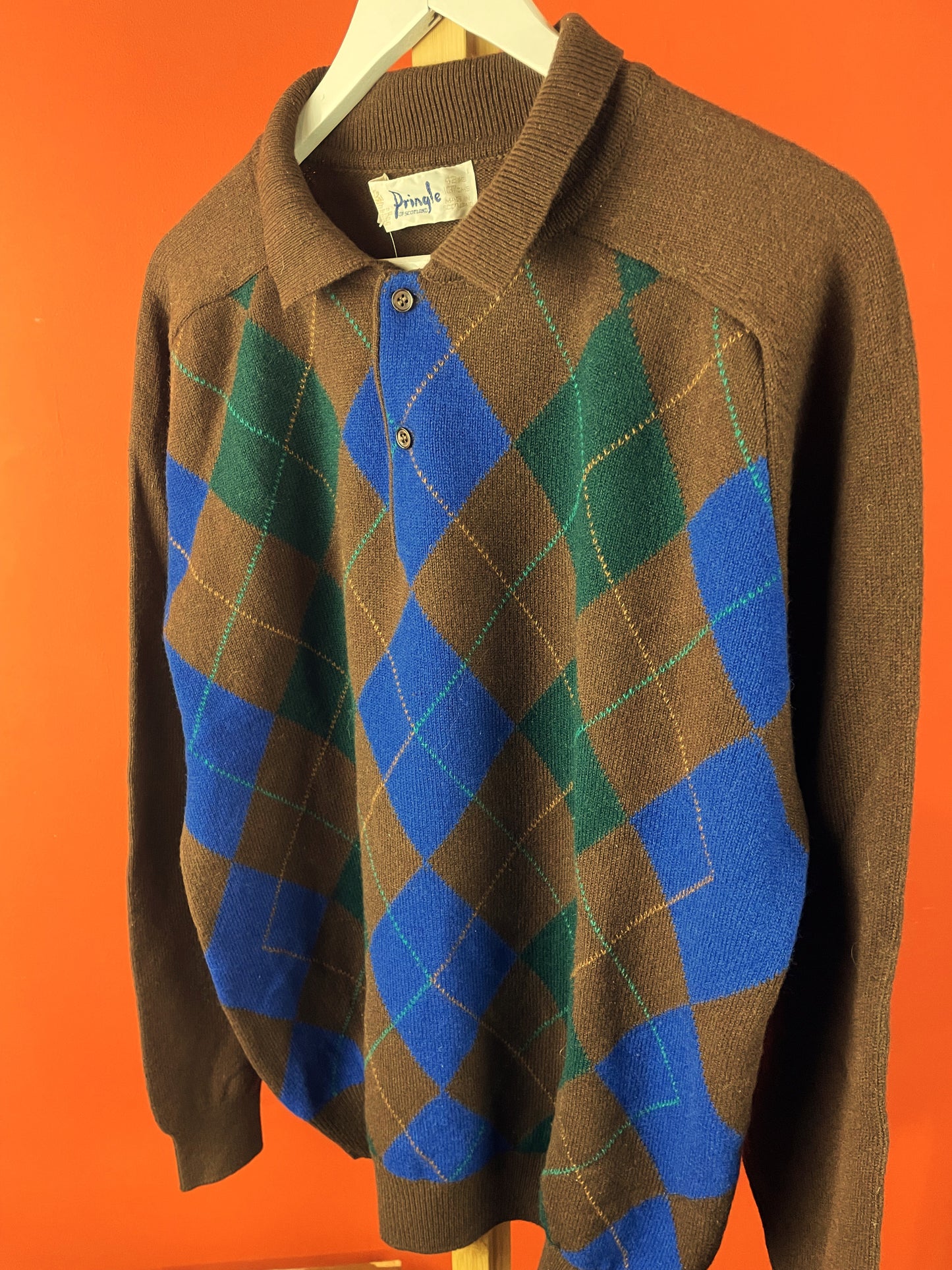 Vintage, Πλεκτή Ανδρική Μπλούζα / Πουλόβερ DRINGLE σε Καφέ χρώμα (Large)