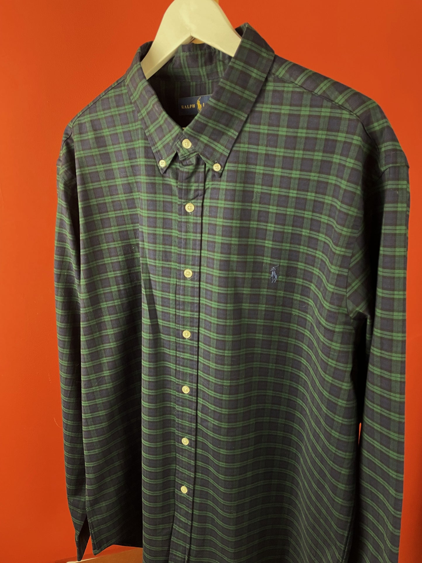Καρό, Ανδρικό Πουκάμισο RALPH LAUREN σε Σκούρο Μπλε-Πράσινο χρώμα (2XL)