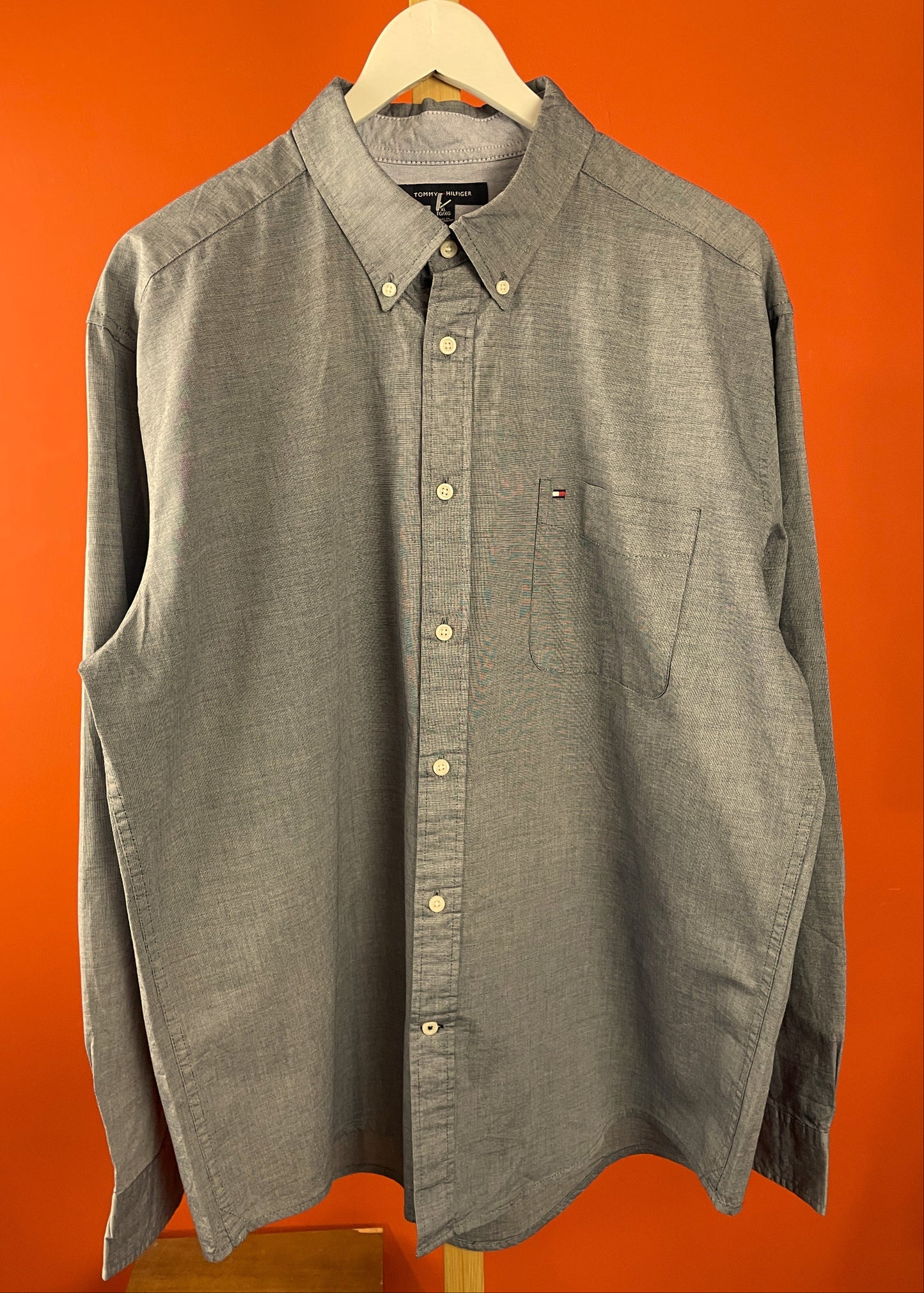 Ανδρικό Πουκάμισο TOMMY HILFIGER σε Γκρι - Σιέλ χρώμα (XL)