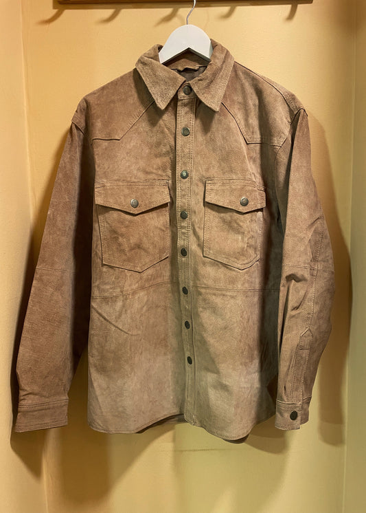 Vintage, Δερμάτινο Ανδρικό Τζάκετ / Στυλ Πουκάμισο JOHN F. GEE σε Καμηλό χρώμα (Medium)