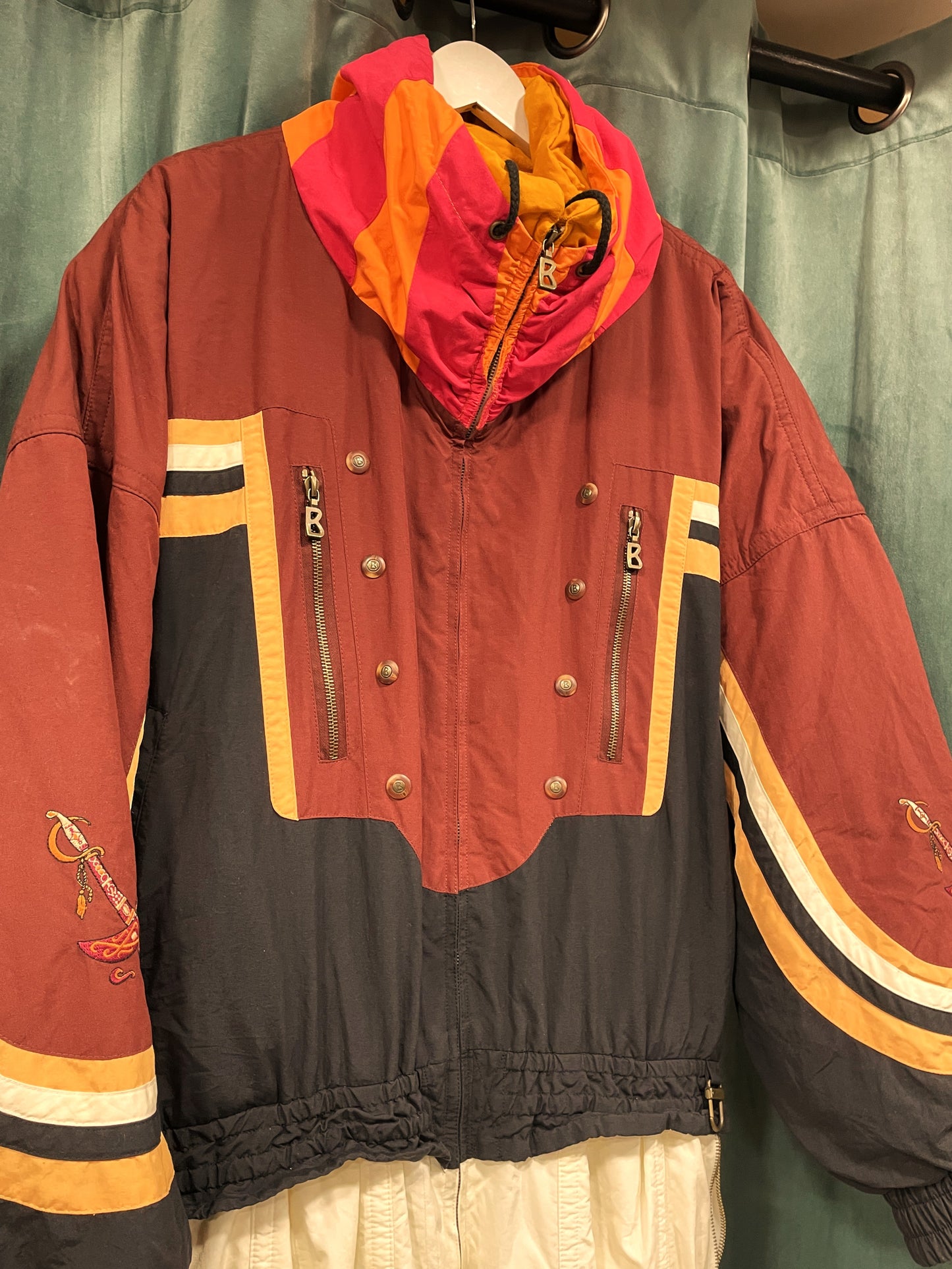 UNIQUE ITEM : Vintage, Ανδρική Φόρμα του Σκι BOGNER σε Μελιτζανί / Μουσταρδί Χρώμα (Large - No 42 (USA))