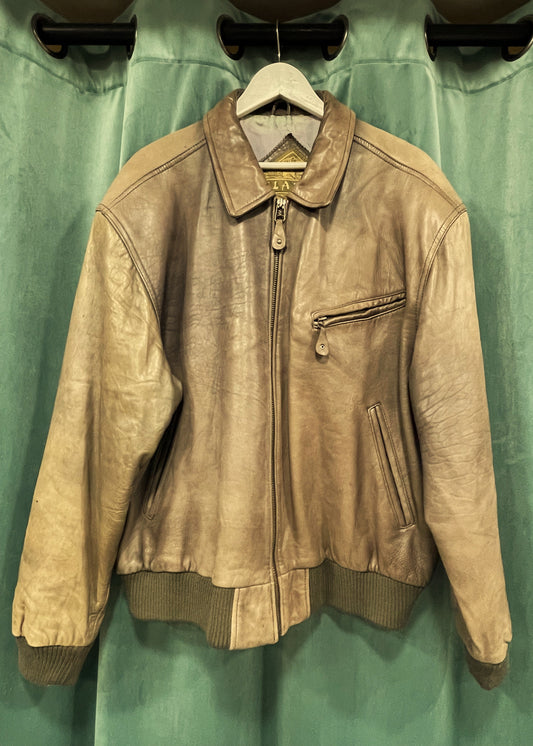 Vintage, Δερμάτινο Ανδρικό Μπουφάν RELAXING σε Καφέ χρώμα του πούρου (XL)