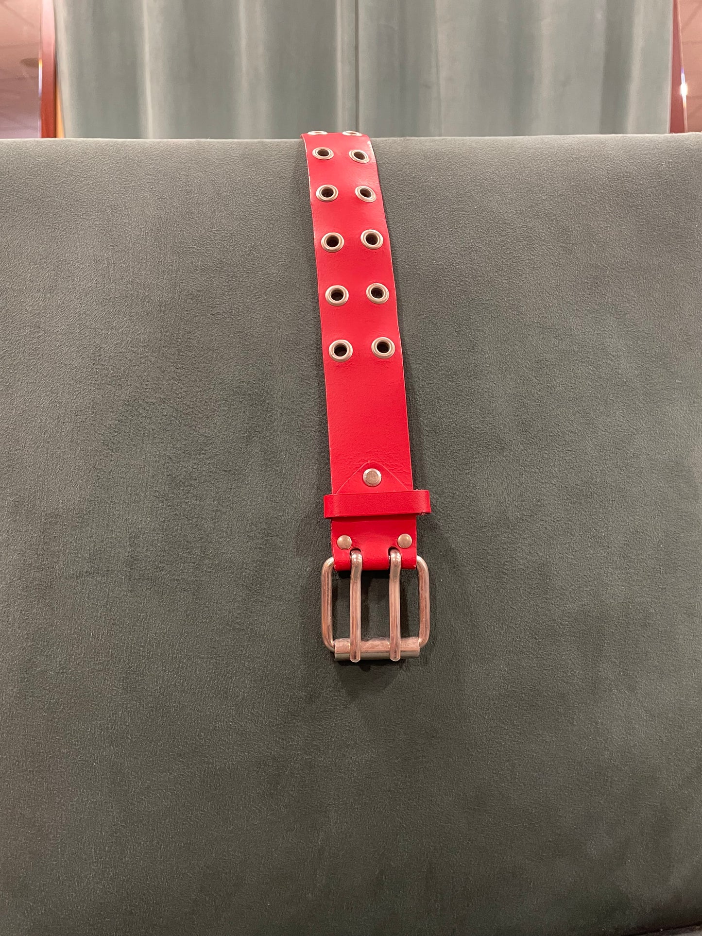 Ιταλική, Vintage, Δερμάτινη Γυναικεία Ζώνη σε κόκκινο χρώμα