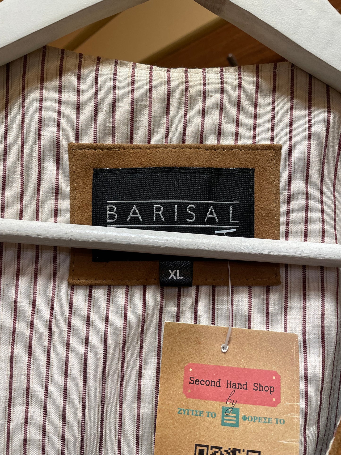 Vintage, Δερμάτινο Aνδρικό Γιλέκο BARISAL σε Καφέ Ανοιχτό Χρώμα (L/XL)