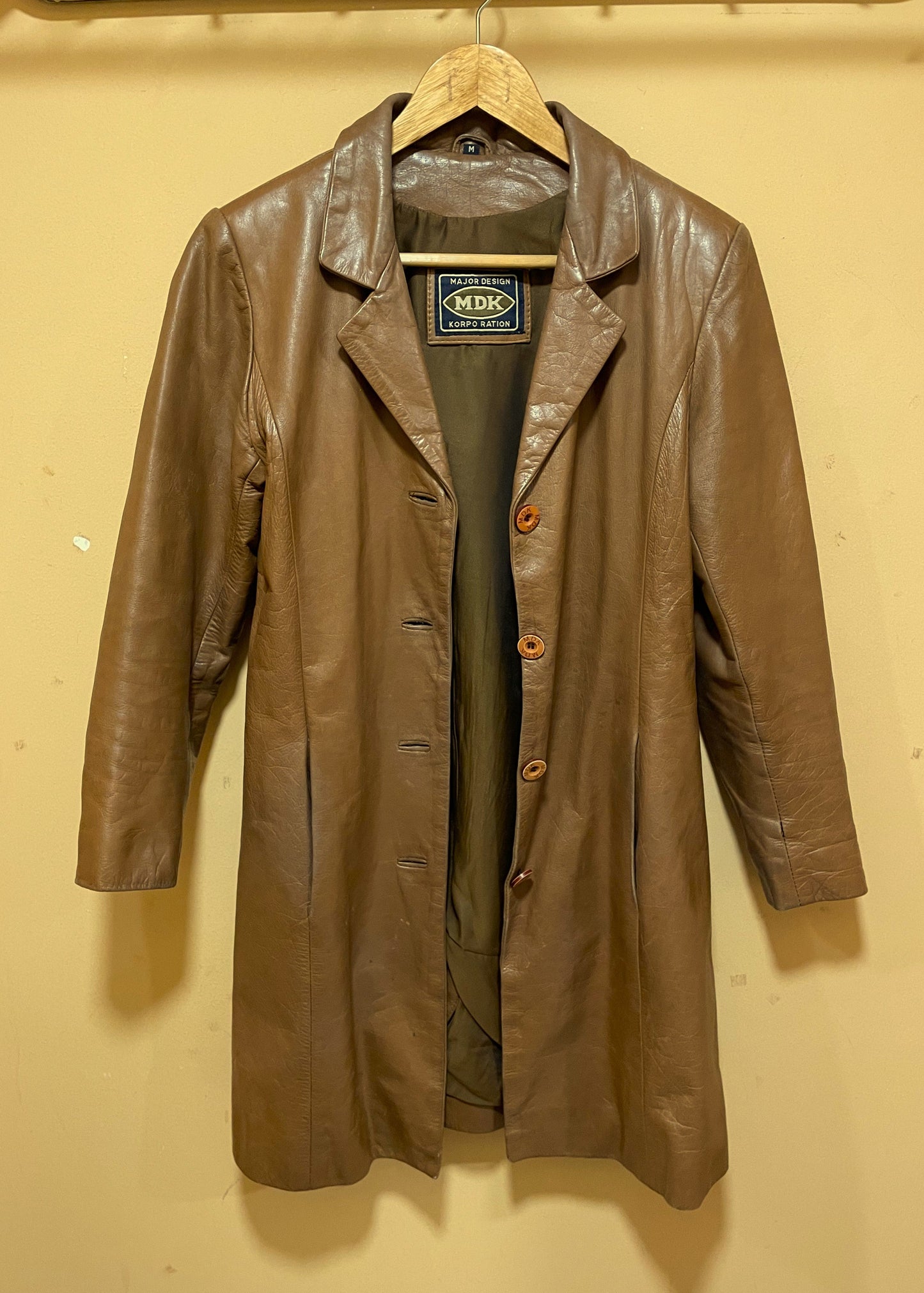 Vintage, Δερμάτινο Παλτό MDK σε Καφέ χρώμα (S/M)