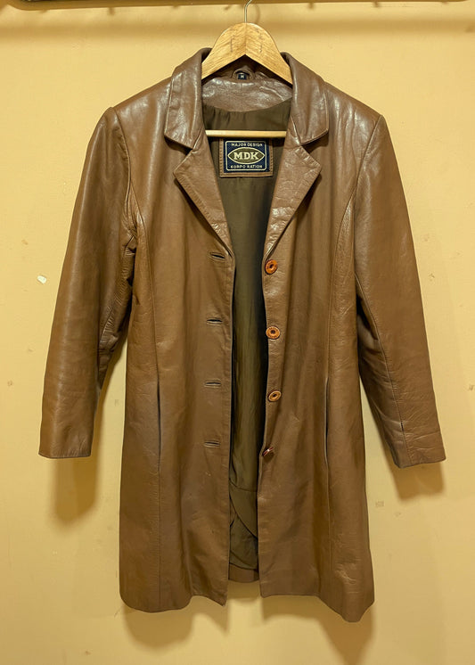 Vintage, Δερμάτινο Παλτό MDK σε Καφέ χρώμα (S/M)
