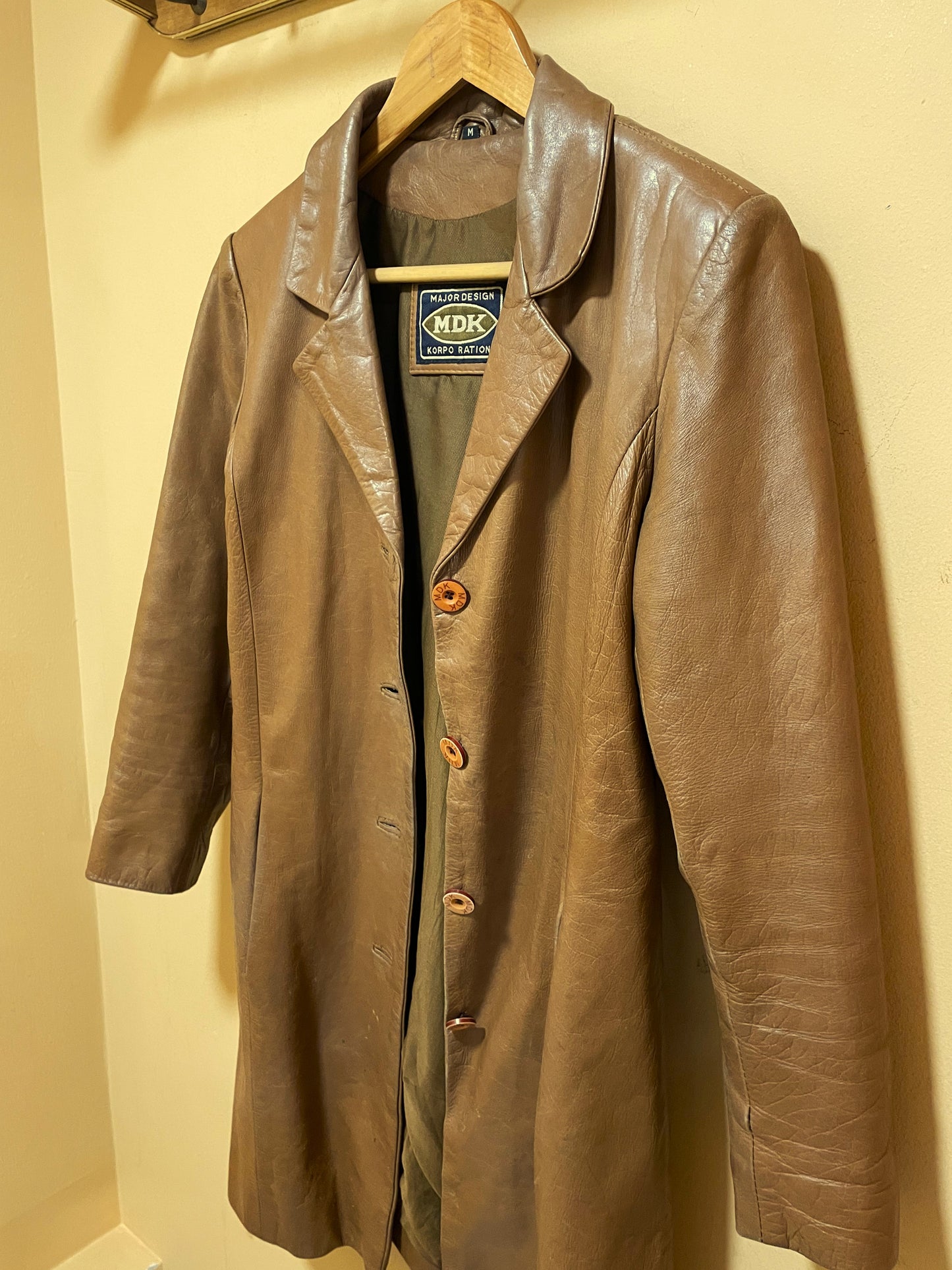 Vintage, Δερμάτινο Παλτό MDK σε Καφέ χρώμα (S/M)