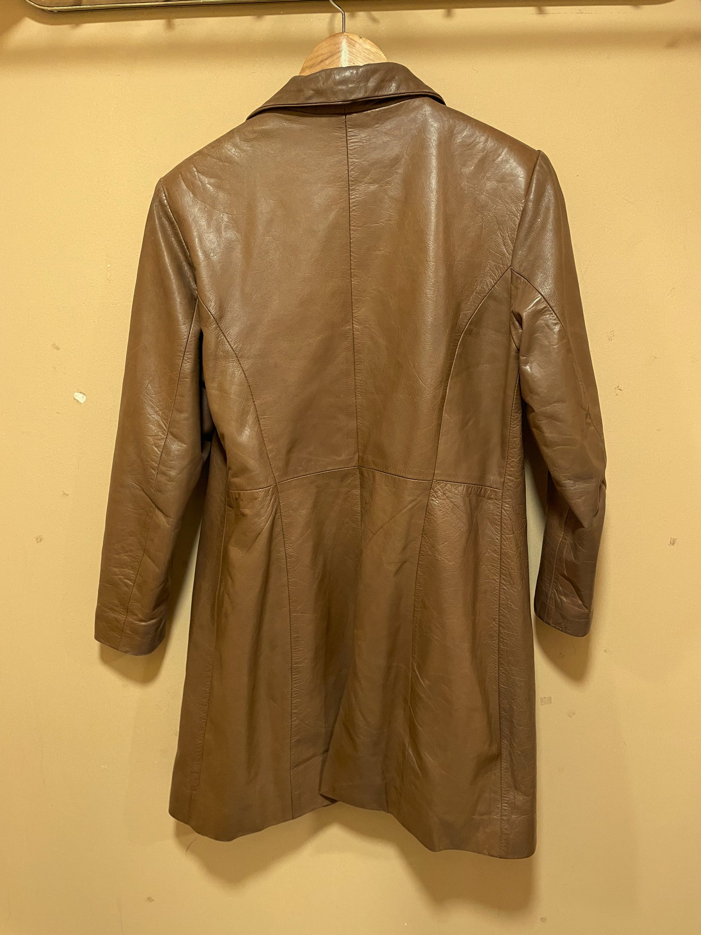 Vintage, Δερμάτινο Παλτό MDK σε Καφέ χρώμα (S/M)