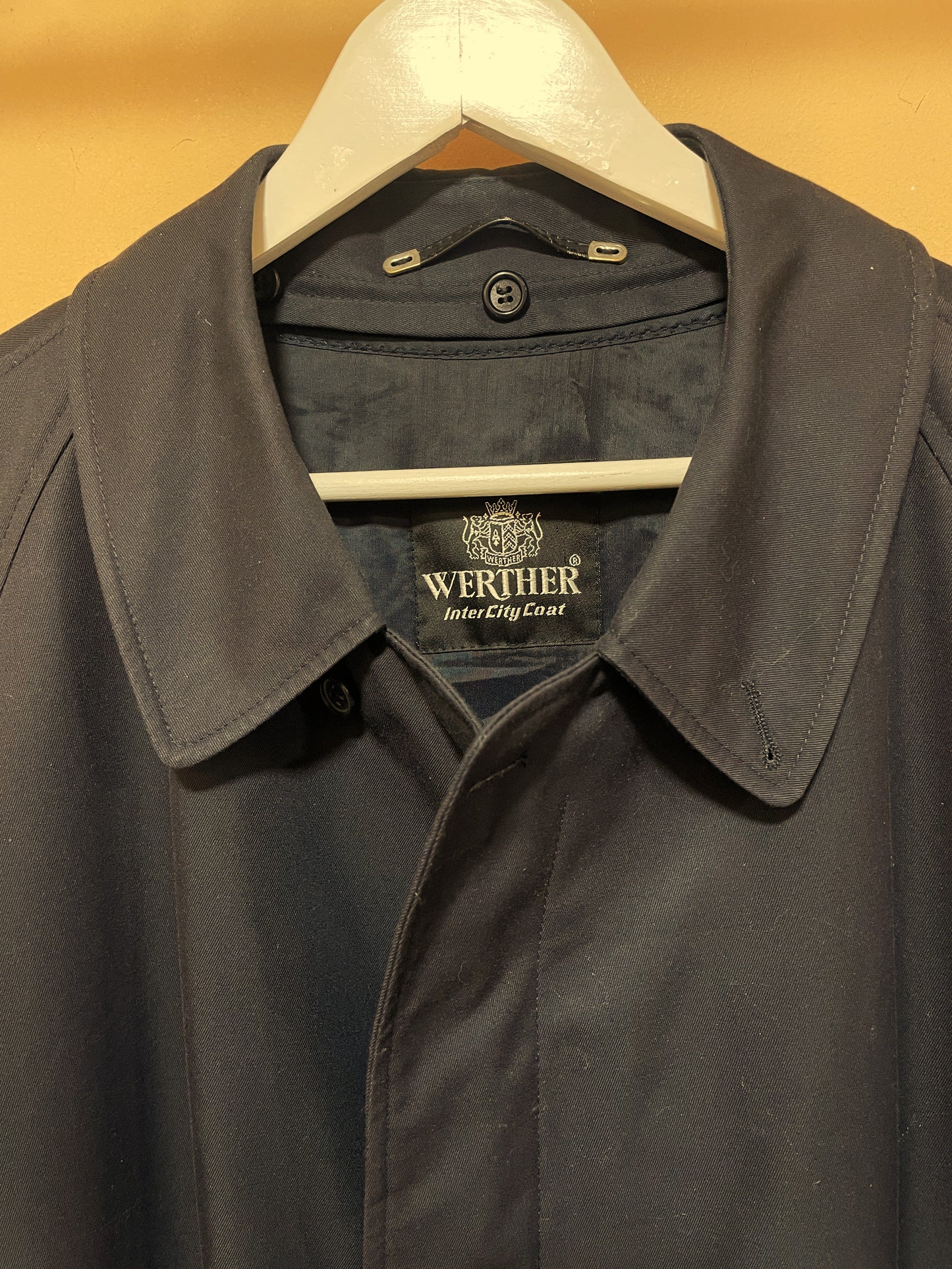 Vintage, Ανδρική Καμπαρντίνα WERTHER με Μάλλινη αποσπώμενη επένδυση σε Σκούρο Μπλε Χρώμα (54R - 2XL)