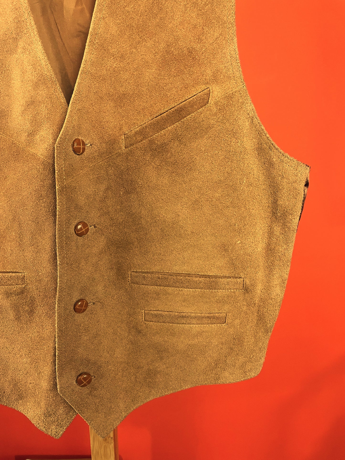 Vintage, Δερμάτινο Aνδρικό Γιλέκο σε Καφέ Χρώμα (Άνετο Μ - L)