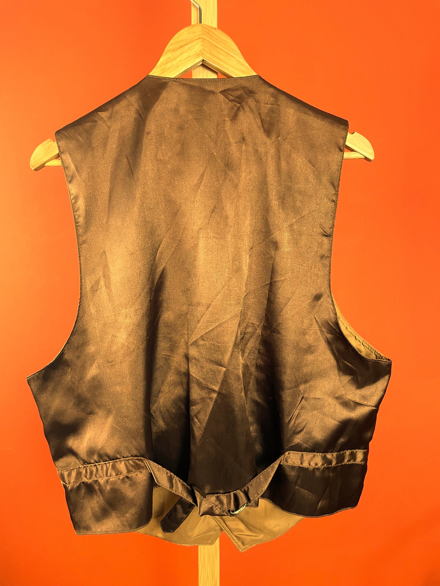 Vintage, Δερμάτινο Aνδρικό Γιλέκο σε Καφέ Χρώμα (Άνετο Μ - L)