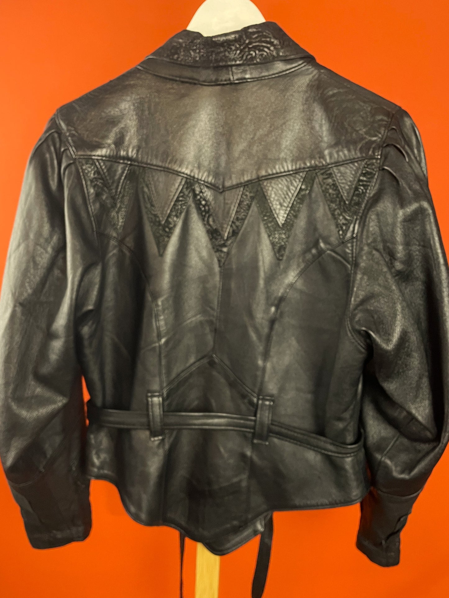 Vintage, Δερμάτινο Γυναικείο Τζάκετ σε Μαύρο χρώμα (Medium)