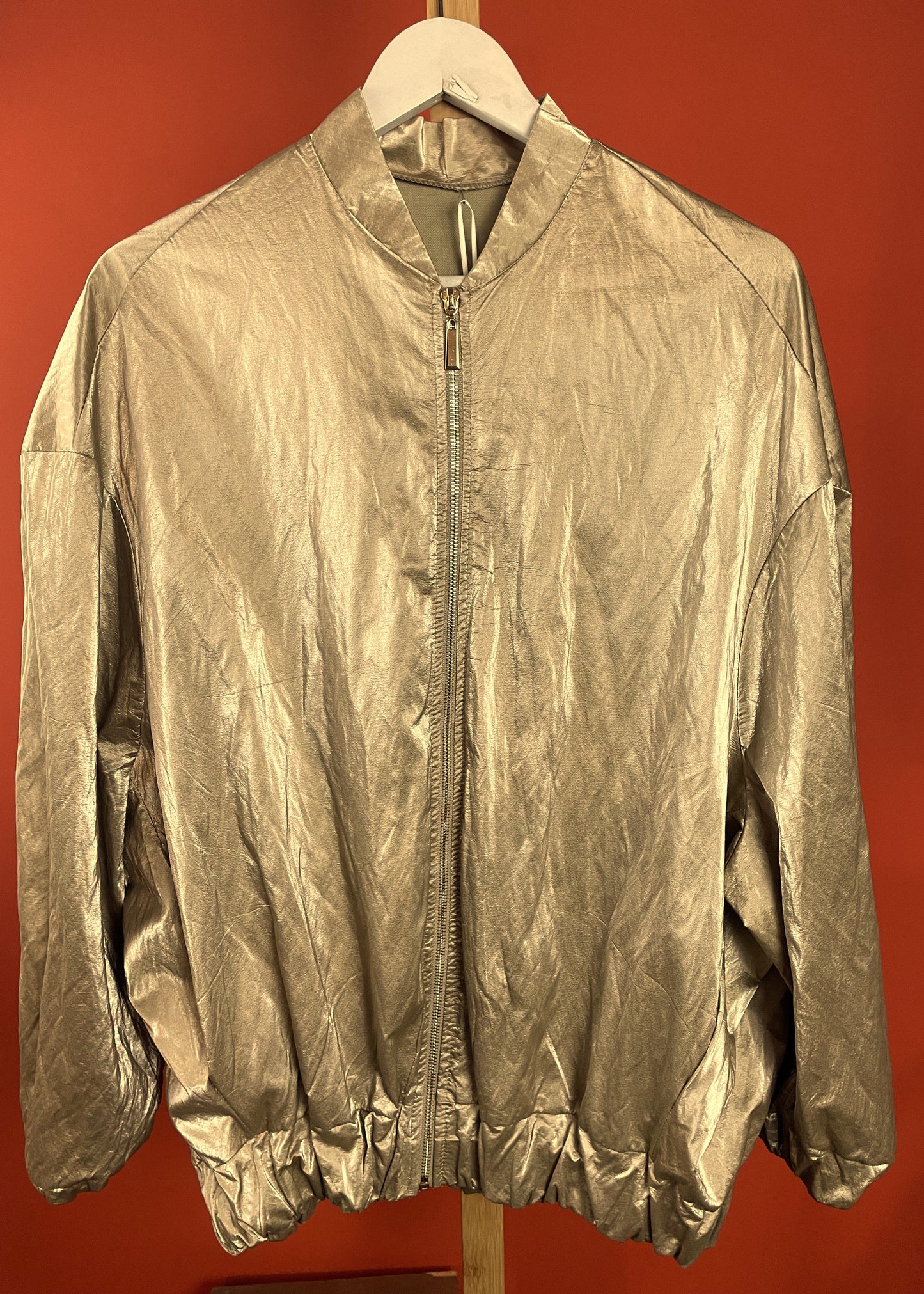 Stock, Oversized Γυναικείο Τζάκετ B EBOU σε Χρυσό χρώμα (L/XL)