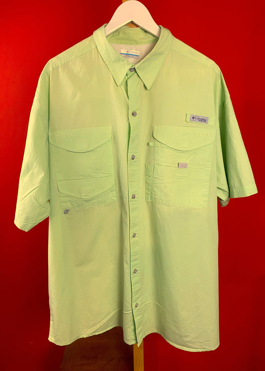 Σπορ, Κοντομάνικο Ανδρικό Πουκάμισο COLUMBIA σε Λαχανί χρώμα (XL - Άνετη γραμμή, καλύπτει και 2XL)