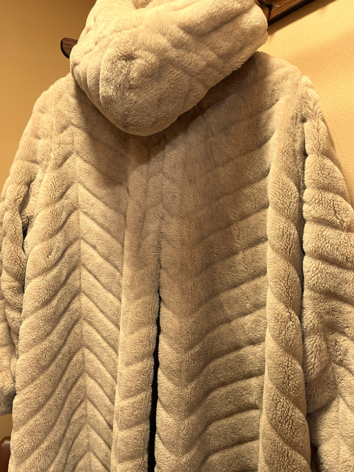 Vintage, Οικολογική Γούνα με Κουκούλα KARL LOREN 3 σε Μπεζ χρώμα (Ανετο M-L)