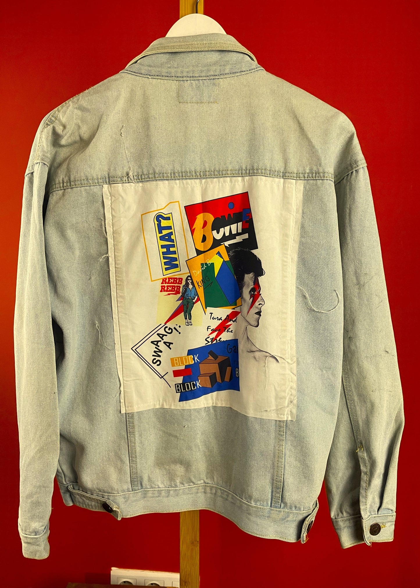 UNIQUE ITEM: Vintage, David Bowie Ανδρικό Τζιν Τζάκετ ΤΑΜΙ  σε Ξεθωριασμένο, Σιέλ Denim (Medium - Άνετοι ώμοι)