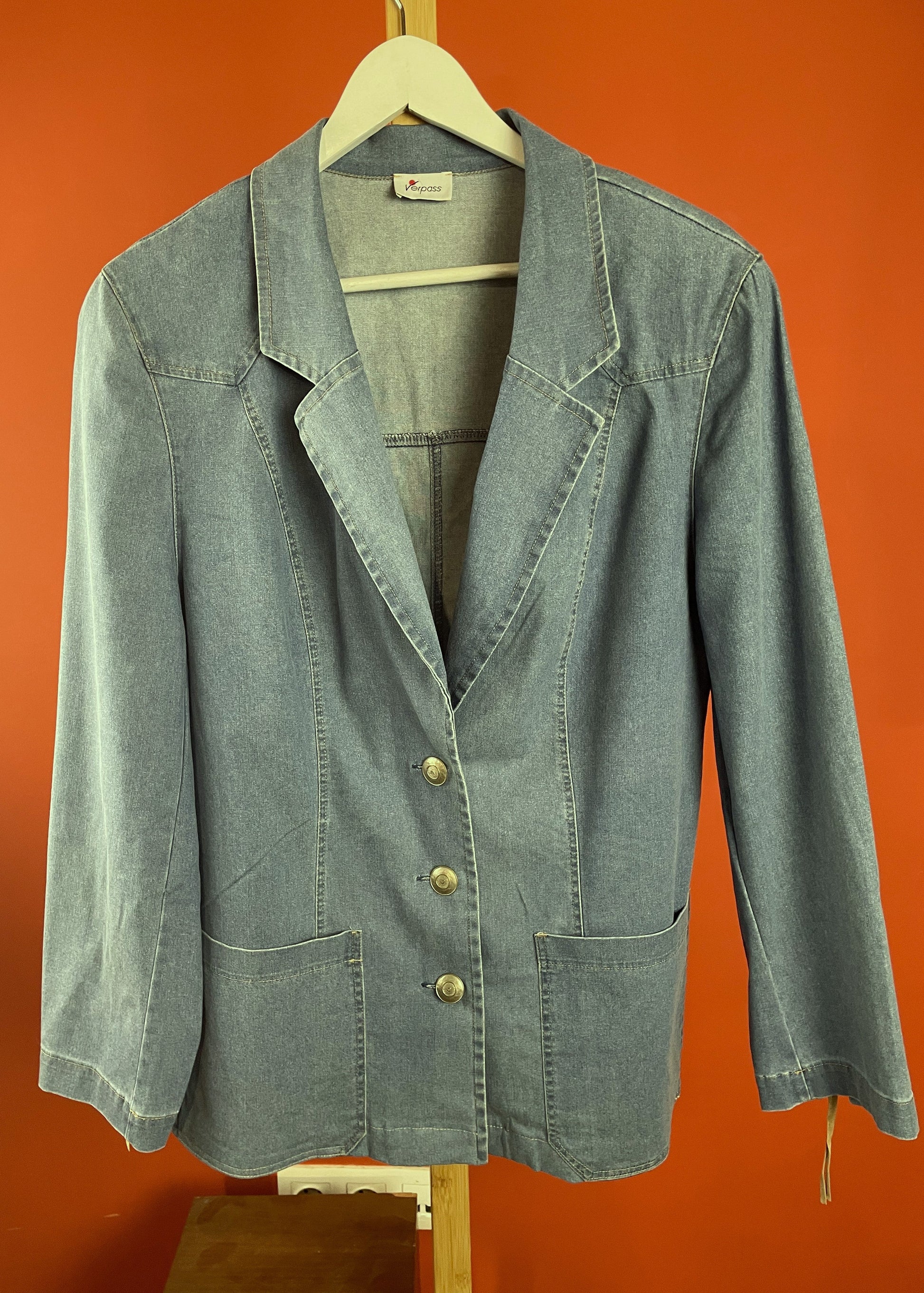 Vintage, Τζιν Γυναικείο Σακάκι VERPASS σε Σιέλ χρώμα (Large -44)