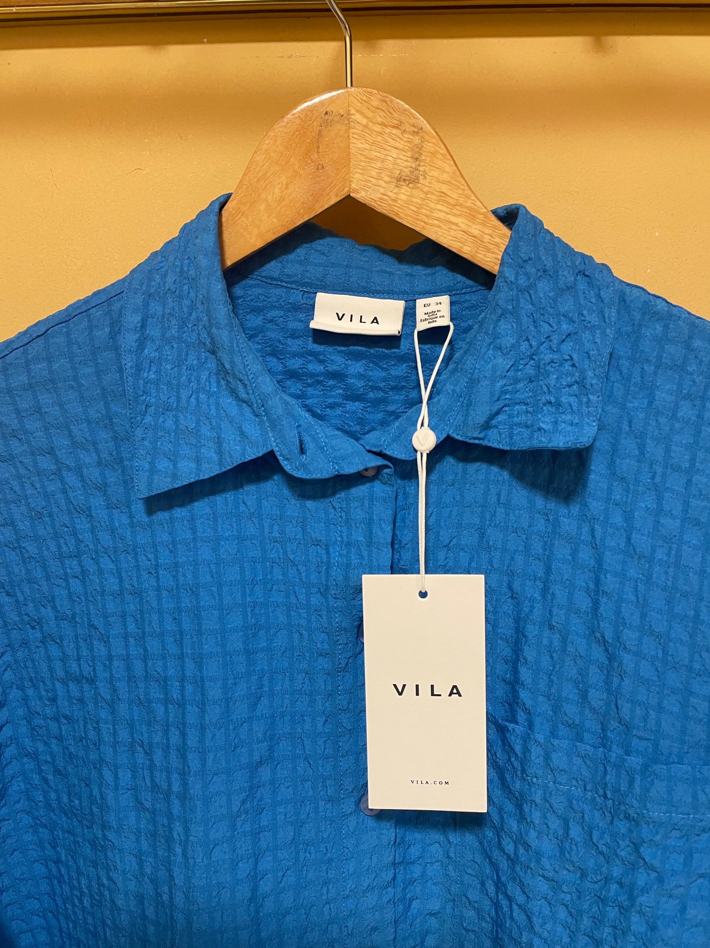Outlet, Oversized Γυναικείο Πουκάμισο VILA σε Μπλε χρώμα (Καλύπτει μέχρι και L)