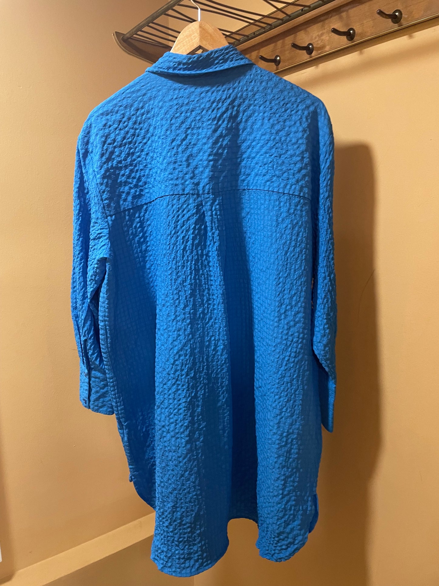 Outlet, Oversized Γυναικείο Πουκάμισο VILA σε Μπλε χρώμα (Καλύπτει μέχρι και L)