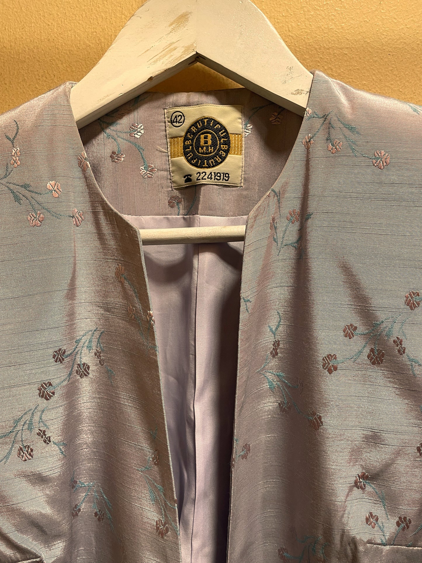 Vintage, Κοντομάνικο Γυναικείο Σακάκι σε Σατινέ, Λιλά χρώμα (Small)