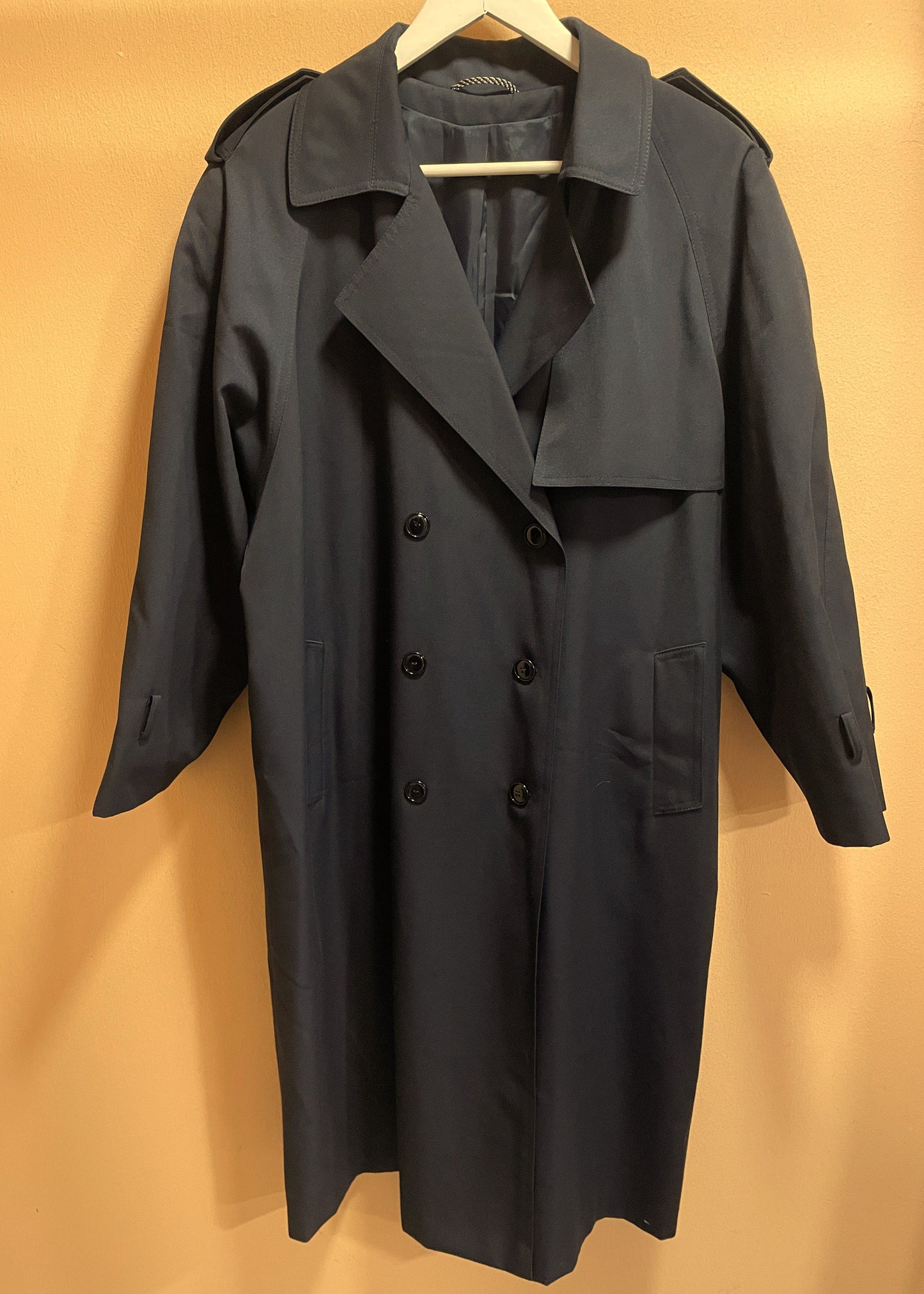 Vintage, Wool Blended Γυναικεία Καπαρντίνα σε Blue Black χρώμα (XL - 44)