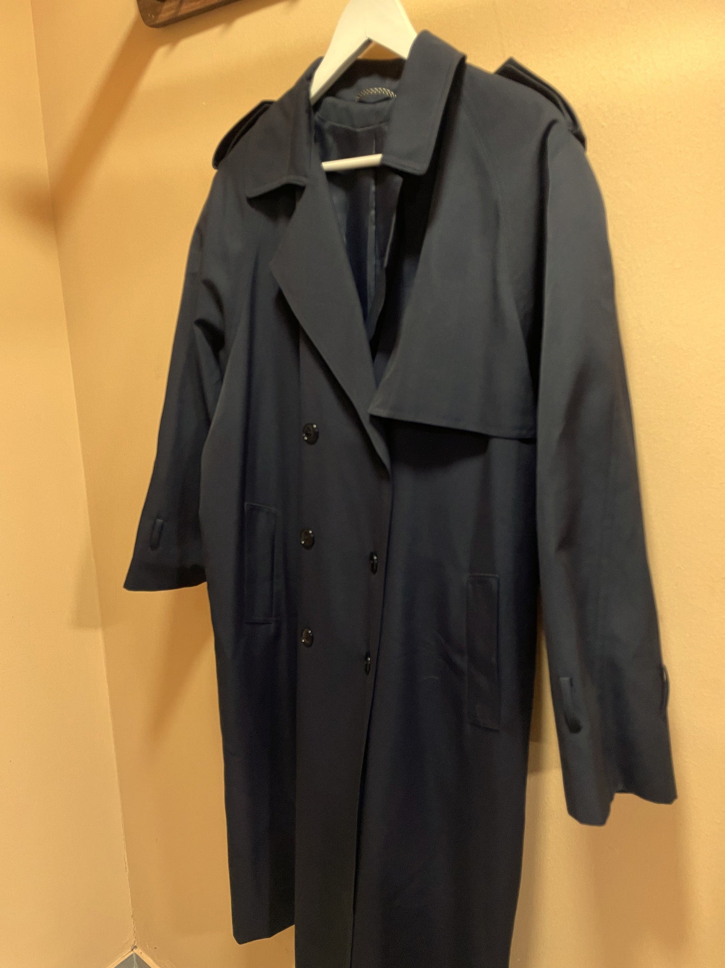 Vintage, Wool Blended Γυναικεία Καπαρντίνα σε Blue Black χρώμα (XL - 44)