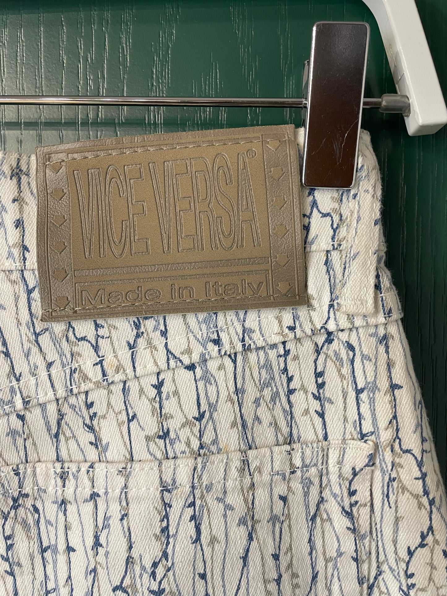 Mommy Style, Ιταλικό Γυναικείο Παντελόνι σε Λευκό χρώμα με Εμπριμέ σχέδιο (Small)