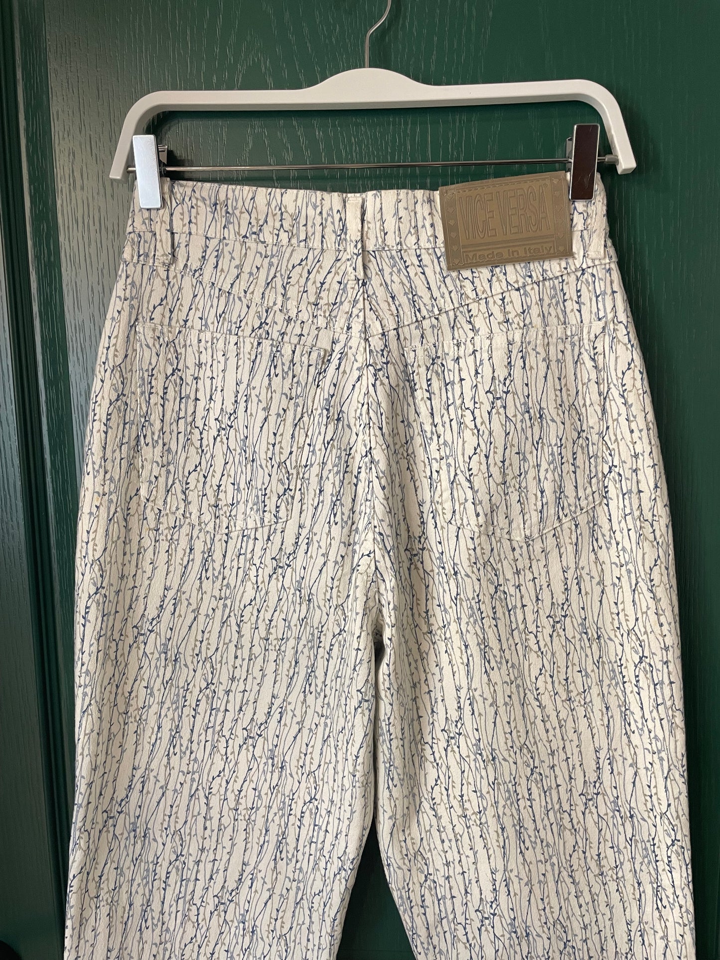 Mommy Style, Ιταλικό Γυναικείο Παντελόνι σε Λευκό χρώμα με Εμπριμέ σχέδιο (Small)