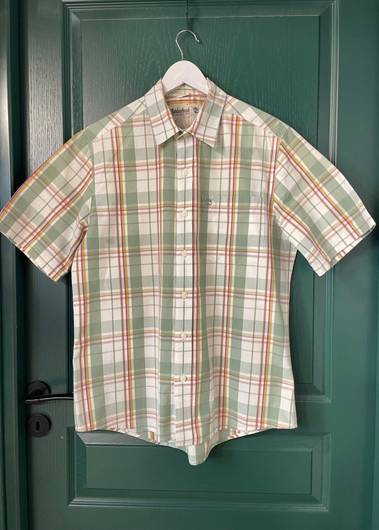 Καρό, Κοντομάνικο Ανδρικό Πουκάμισο TIMBERLAND σε Παλ Πράσινο χρώμα (Medium)