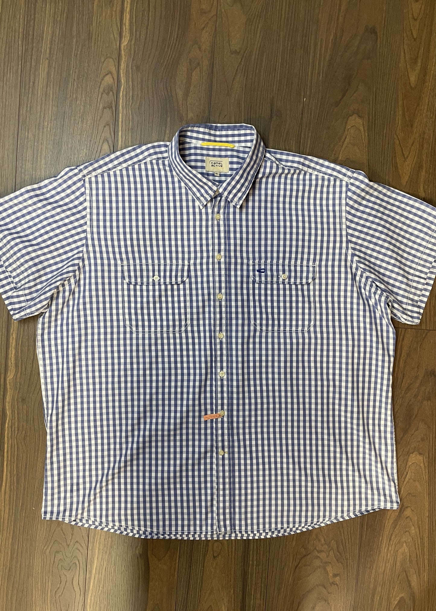 Καρό, Κοντομάνικο Ανδρικό Πουκάμισο CAMEL ACTIVE σε Σιέλ - Λευκό χρώμα (3XL)