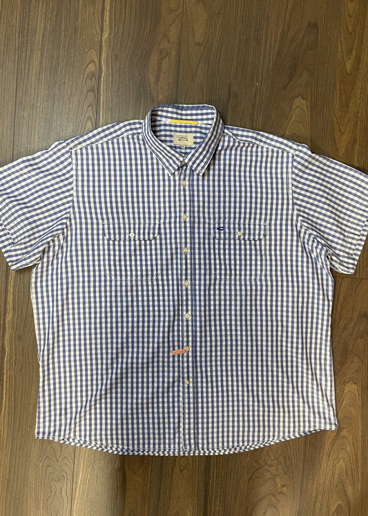 Καρό, Κοντομάνικο Ανδρικό Πουκάμισο CAMEL ACTIVE σε Σιέλ - Λευκό χρώμα (3XL)