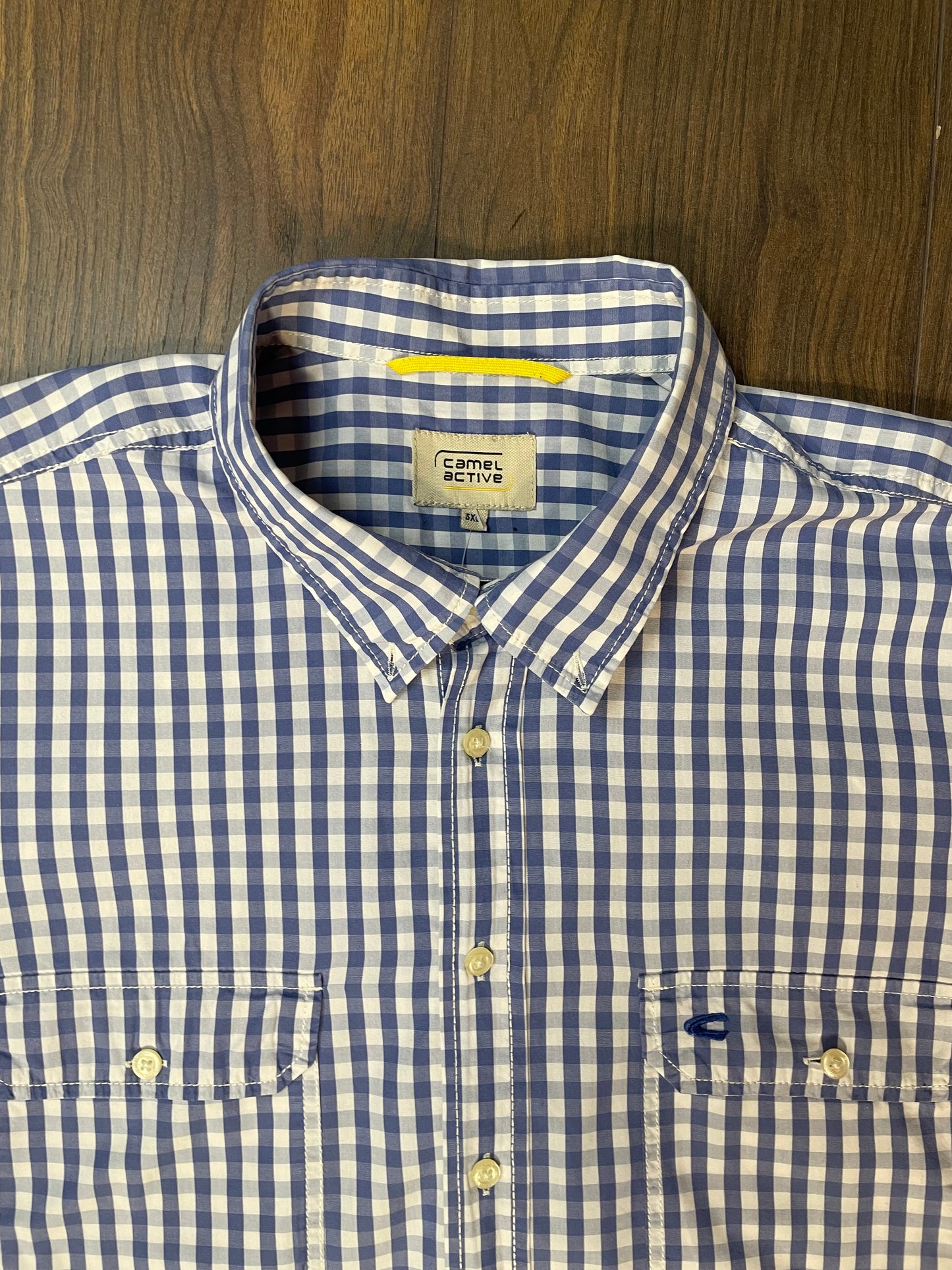 Καρό, Κοντομάνικο Ανδρικό Πουκάμισο CAMEL ACTIVE σε Σιέλ - Λευκό χρώμα (3XL)