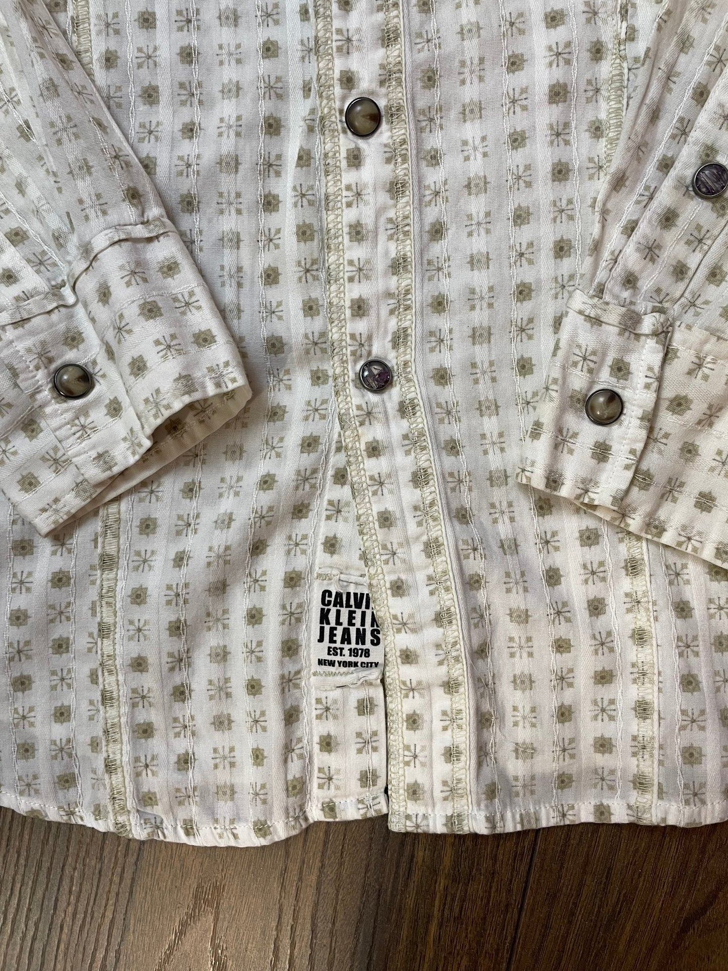 Εμπριμέ Ανδρικό Πουκάμισο CALVIN KLEIN σε Μπεζ χρώμα (Small)