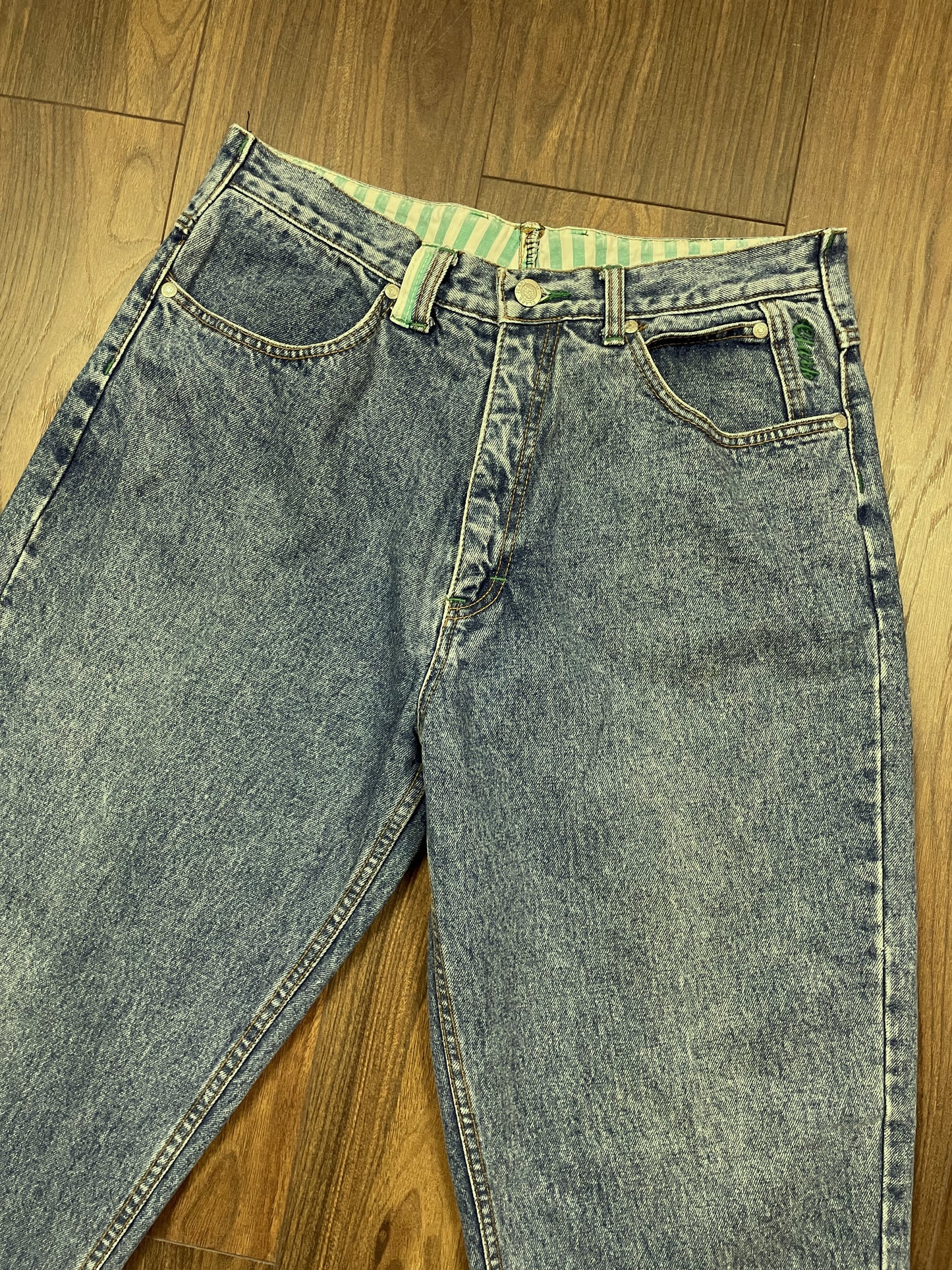 Vintage, Γυναικείο Τζιν Παντελόνι CLARK Old Look σε Σιέλ Denim (No 32-Medium)