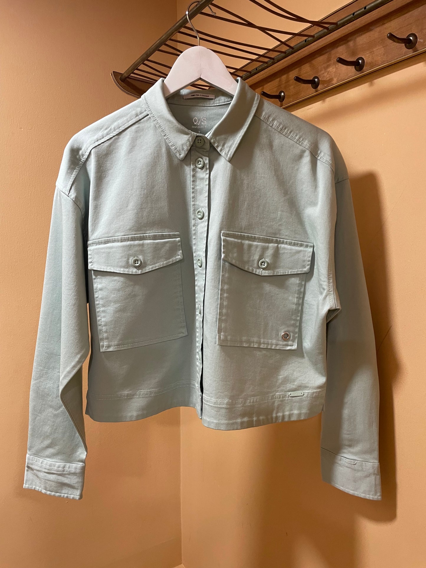 Stock, Ελαφρύ Γυναικείο Τζάκετ Q/S στο χρώμα της Μέντας (Large)