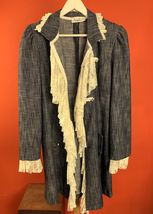 Vintage, Μακρύ Γυναικείο Σακάκι LANA CONNOR'S σε Σκούρο Μπλε χρώμα (S/M)