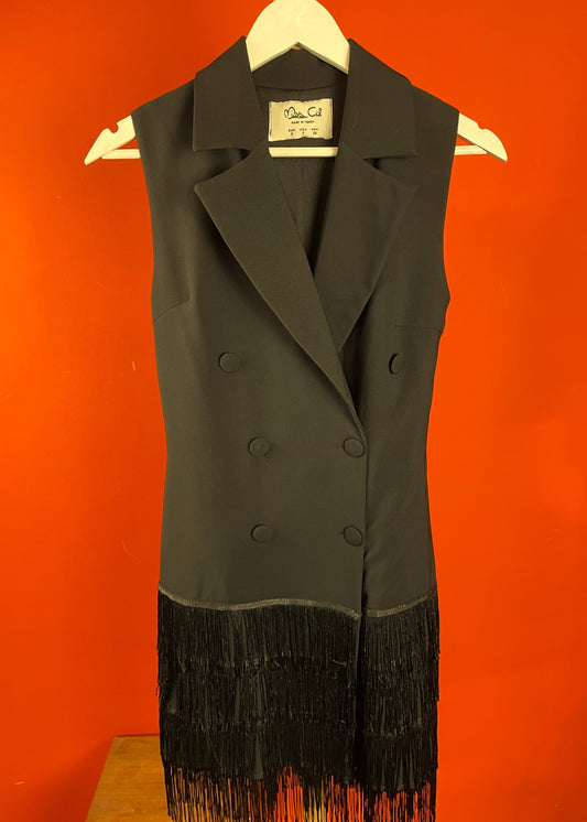 Αμάνικο Φόρεμα - Φάκελος με Κρόσσια MISS CIX σε Μαύρο χρώμα (XS)