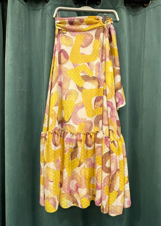 Stock, Εμπριμέ, Maxi Φούστα / Φάκελος LYNNE σε Κίτρινα - καφέ χρώματα (No 38 - M)